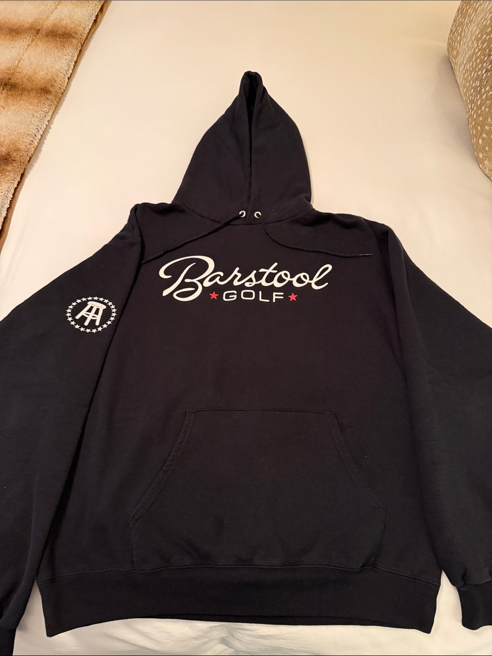 Champion Black Pullover Hoodie with White Chest Text